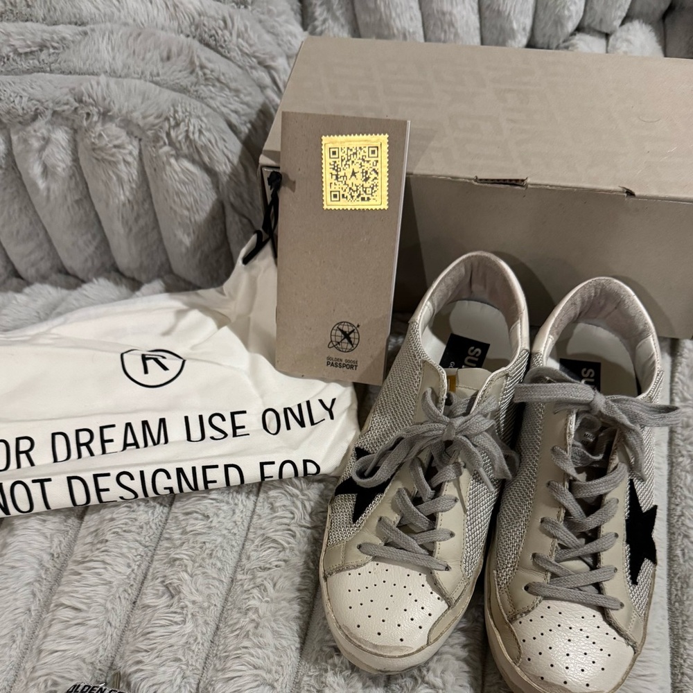 Golden Goose Light Silver and Milk Super-Star Sneakers